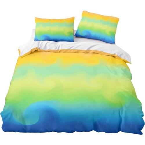 Gorgeous 3d Rainbow Gradient Color Printing Bedspread Bedding Set Fashionable Modern Style Single Bed Large Size
