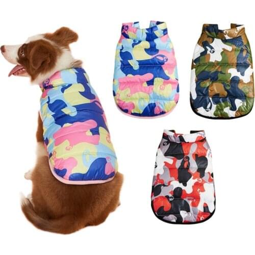 Windproof Warm Dog Clothes For Small Middle Dog Camouflage Pattern Plus Fleece Pet Dog Coat Jacket Puppy Cat Outfit Vest