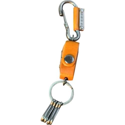 Vintage Dice Pack Cowhide Leather Keychain Metal Loop Key Ring Fob Belt Gifts Random Color