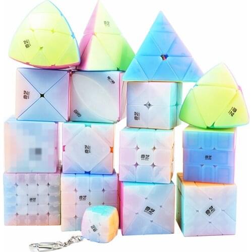 Qiyi Jelly Color Magic Cube Transparent Cube Puzzle Finger Toys Keychain Pyramid Speed Cubes Early Educational Toys For Children