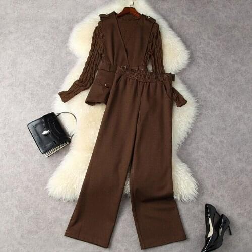 European and American womens wear new autumn 2022 Ma3 jia3 Long sleeve T-shirt Loose waist and wide leg pants Fashion suits