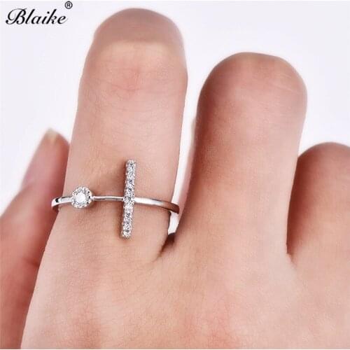 Blaike Unique One Round One Row White Zircon Ring For Women Silver Color Engagement Wedding Jewelry Valentine Gift