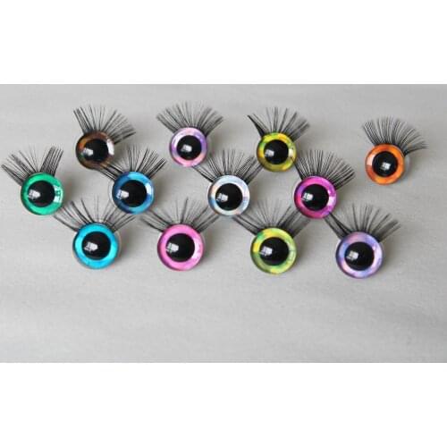 10PAIRS 12kinds colors 14mm 16mm 18mm 20mm 25mm 30mm 35mm Trapezoid toy eyes 3D COLORFUL SAFETY DOLL EYES WITH EYELASH TRAY -D12