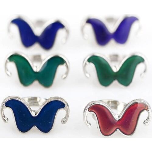10Pcs Mixed Rings Feeling Mood Rings Temperature Change Color Beard Ring Adjustable Size Ring for Women Kids Jewelry Gift