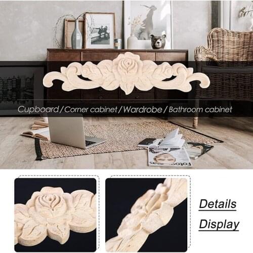 10 Pcs Wood Carved Wall Decor Floral Wood Carved Applique Corner Decorative for Furniture Door Cabinet Bed Decorations
