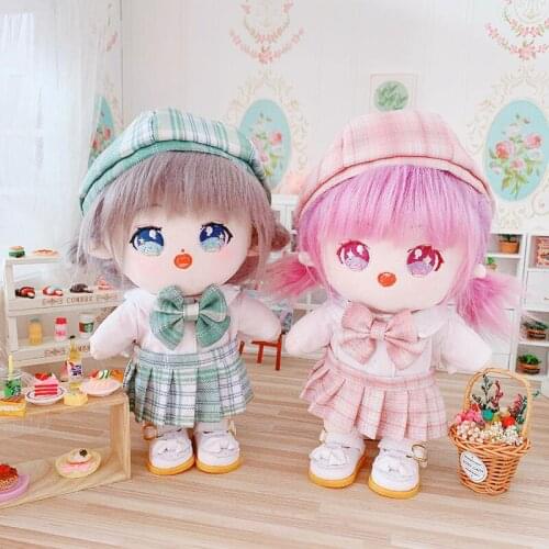 20cm Plush doll Dolls Clothes Uniform skirt Princess shoes Accessories for Korea Kpop EXO Idol Dolls Clothing Fans Gift