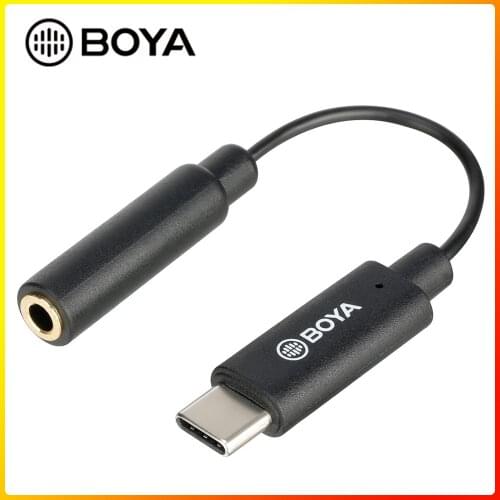 3.5mm Female Input to USB-C Adapter Cable BOYA by-K4 3.5mm Female to USB-C Cable 6cm for Type-C Device