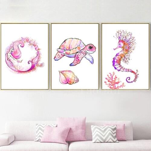 3 Piece Diamond embroidery Seahorse Sea turtle Mermaid coral-Full Round Square Diamond Painting Mosaic Picture Decor Home