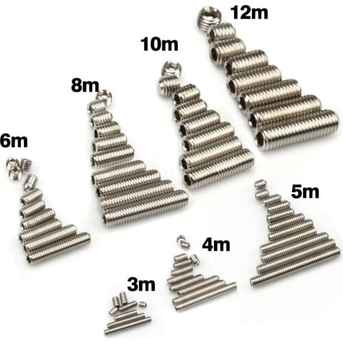 5pcs M10 M12 304 Stainless Steel Metric Thread Grub Screws Flat Point Hexagon Socket Set Screws Headless