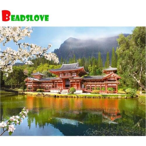 5d Diy diamond painting tempel in Fuji of Japan full square round diamond embroidery mosaic needlework landscape decor