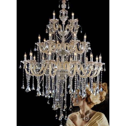 Large Foyer cystal chandelier for living room Villa Project Hotel hall chandelier lustres 3-layer 24-32 pcs led candles lighting