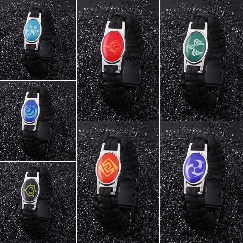 Genshin Impact Vision Bracelet Eye of God 7 Element Fire Water Wind Thunder Grass Ice Rock Handmade Bracelet Bangle Jewelry Gift