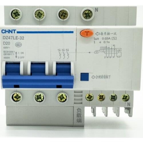 CHINT DZ47LE-32 3P+N D20A 30mA Earth Leakage Circuit Breaker/Residual Current Operated Circuit Breaker