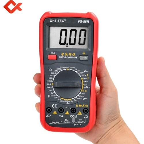 QHTITEC Digital Multimeter AC/DC Current Voltage Capacitor OHM Multi Tester Meter Professional Electrician Tools CAT III VS-86H