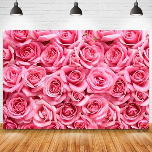 Birthday Party Wedding Backdrops Pink Flower Rose Floral Photography Backgrounds For Photo Studio Baby Shower Newborn Photocall