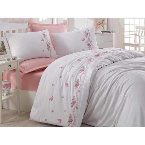 Ruching Bella Embroideried Cotton Satin Duvet cover set