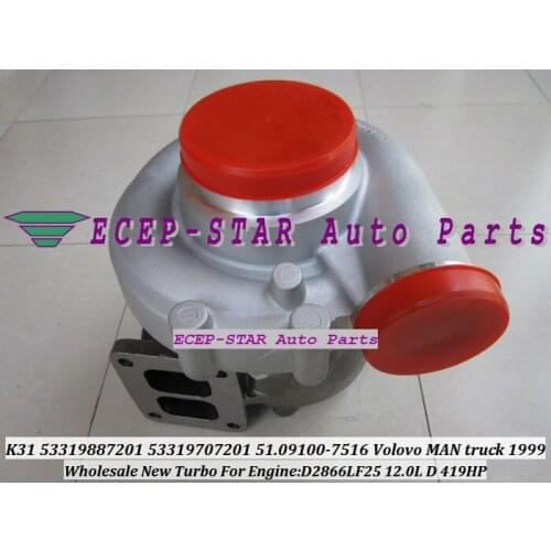 Free Ship K31 7021 53319887201 53319707201 5331-988-7201 5331-970-7201 Turbo For MAN For Volvo Truck E2866LF25 1999 12.0L 419HP
