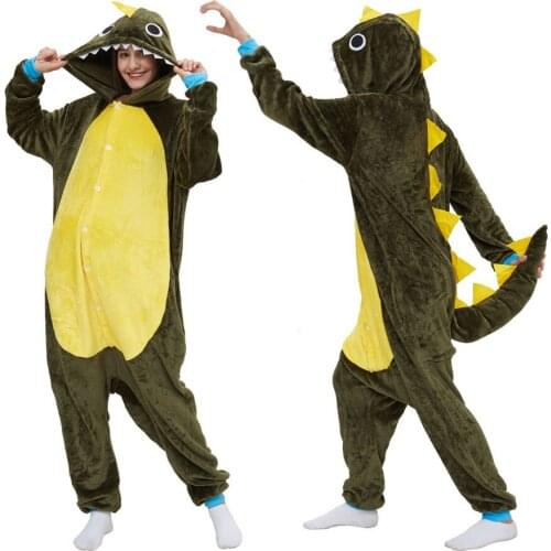 Kigurumi Green Monster Dinosaur Onesies Dragon Pajamas Cartoon Costume Cosplay Pyjamas Party Dress Pijamas