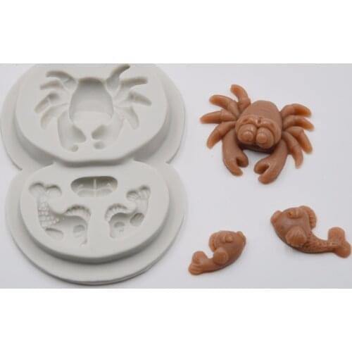 Crab and Fish Shaped Silicone Fondant Cake Decoration Tools Dry Pace Chocolate Mold