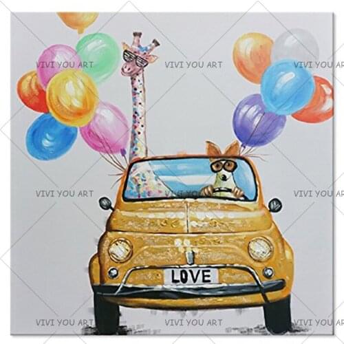 Colorful Oil Animal Giraffe With Glasses Painting Canvas Picture Canvas Handpainted wall Art For Bedding Child 's Room Decor