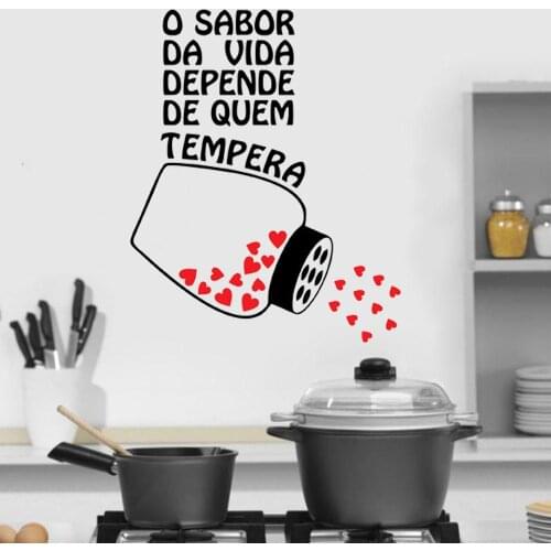 Wall Decals O Sabor Da Vida Depende De Quem Tempera Portuguese Quotes Mural For Restaurant Kitchen Decor Vinyl Stickers RU2270