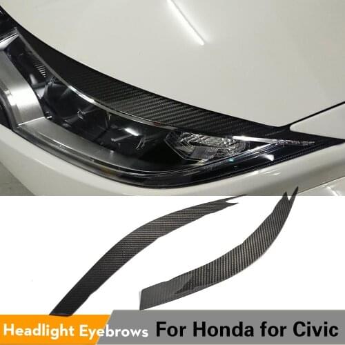 Dry Pure Carbon Fiber Dry FRP Headlight Eyebrows Eyelids for Honda Civic 2015 2016 Sticker Decoration Trim