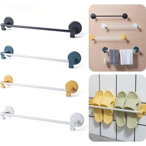 Wall-mounted Towel Bars with Hook Bath Towel Storage Shelf Bathroom Organizer Shoes Holder Scouring Pad Rag Drying Rack