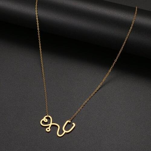 2021 NEW Stainless Steel Stethoscope Necklaces High Quality Bijoux Love Medical Chain Necklace For Women Jewelry Friend Gifts