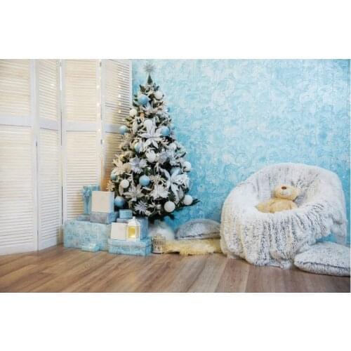 New Year Backdrop Exquisite Christmas Tree Couch Bear Photography Background Xmas Family Party Decoration Photo Booth Props