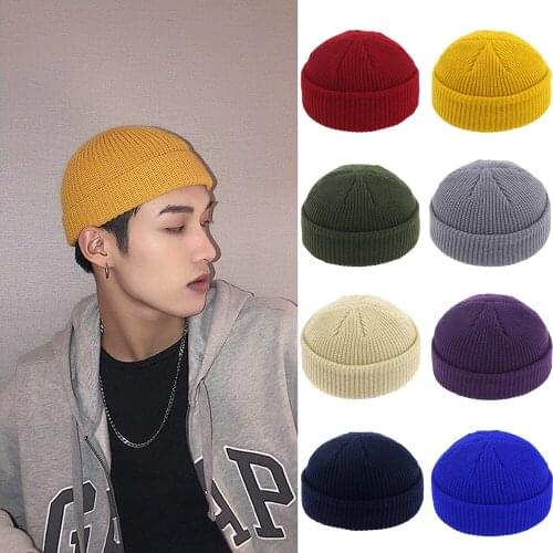 Autumn Winter Fashion Warm Beanie Hat For Men Women Stretch Knitted Warm Melon Hats Unisex Solid Hip-Hop Casual Beanies Bonnet