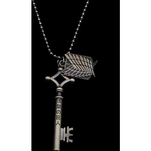 Anime Attack on Titan Necklace Key Pendant Chain Choker Wings of Freedom Necklaces Charm Gifts Jewelry collares
