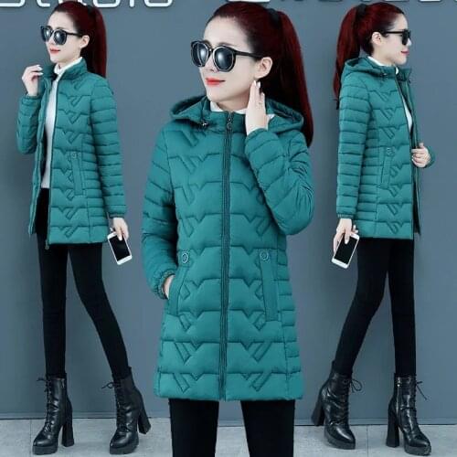 Women Long Warm Cotton Coats 2021 New Winter Hooded Jackets Middle-aged Women Long Slim Down Cotton Parkas Coat Plus size XL-6XL