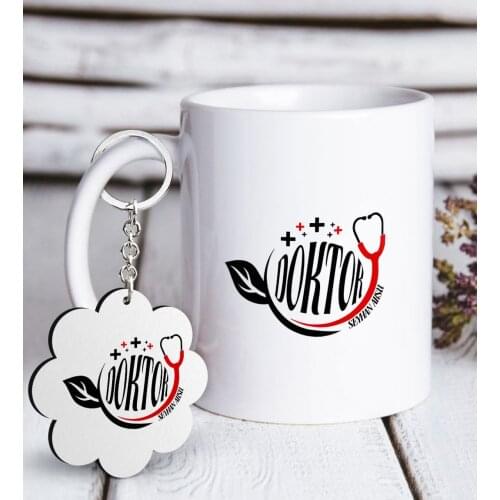 Personalized Professional Doctor White Mug and Keychain Gift Seti-10