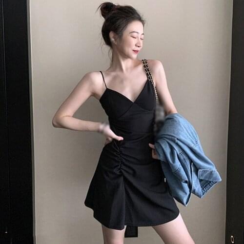 Spaghetti Strap Dress Sexy Slim Dress Women V-neck Sleveless Dress Vestidos