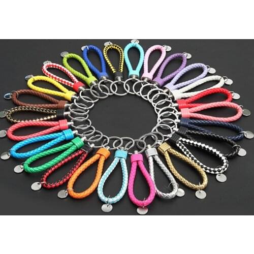 18Colors PU Leather Braided Woven Rope keychain DIY bag Pendant Key Chain Holder Car Keyrings Men Women Keychain брелок