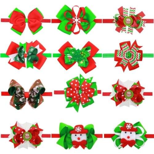 Christmas Headband Baby Hair Bows Girl Children Infant Baby Hairband Hair Accessories Elasticity Photo Prop HB113S