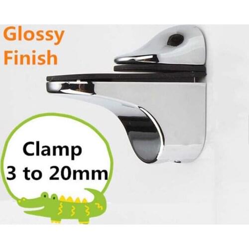 2pcs Adjustable Metal Shelf Holder Glass Clamp bracket Glossy Shiny finish clamp size option 20mm Zinc alloy Material KF305