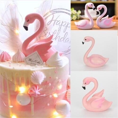 Pink Flamingo Cake Decoration Acrylic Cake Topper Birthday Party Decoration Wedding Dessert Mothers Day Gift Hawaii Party Decor