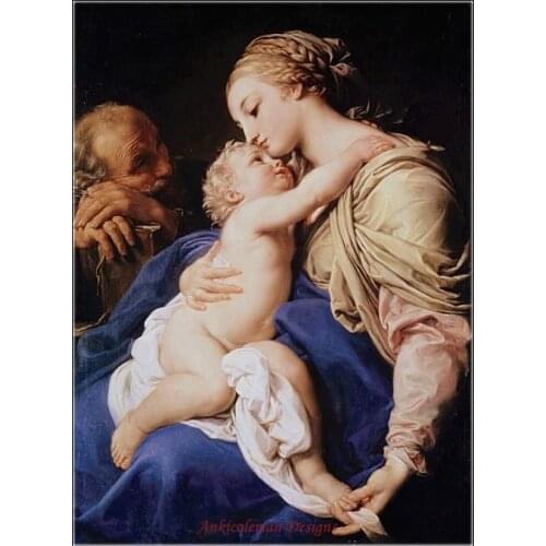 Counted Cross Stitch Kits Needlework Embroidery - Crafts 14 ct Aida DMC Color DIY Arts Handmade Home Decor - Holy Family