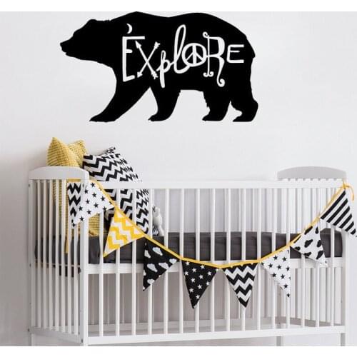 Explorer Bear Removable Wall Stickers for Nursery Kids Children Sweet Bedroom Vinyl Decals Living Room Art Decor Murals K274