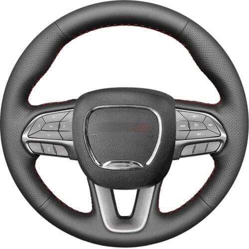 Hand-stitched Black PU Faux Leather Car Steering Wheel Cover for Dodge Challenger Dodge Charger 2015-2021 Dodge Durango 2018-202