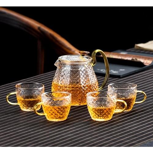 Glass Filter Bubble Teapot Household Heat Resistant Hammer Pattern Tea Pot Office Kung Fu Kettle Tea Set
