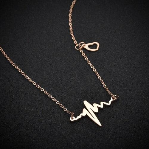 Vintage Pendant Heartbeat Necklace Charm Neck Necklace Bohemian Jewelry Christmas Gift