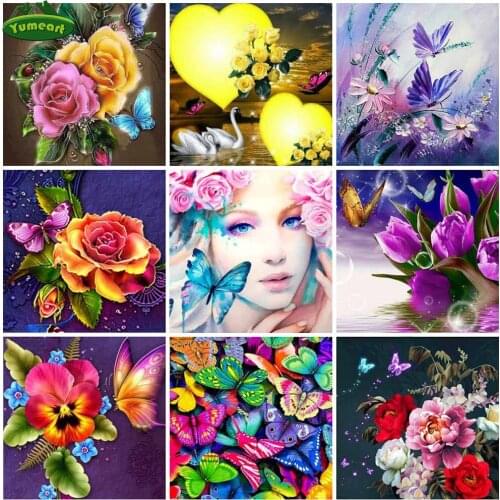 Yumeart DIY Diamond Painting Full Square Butterfly Cross Stitch Diamond Embroidery Sale Bead Picture Kits Rhinestones Art Gifts