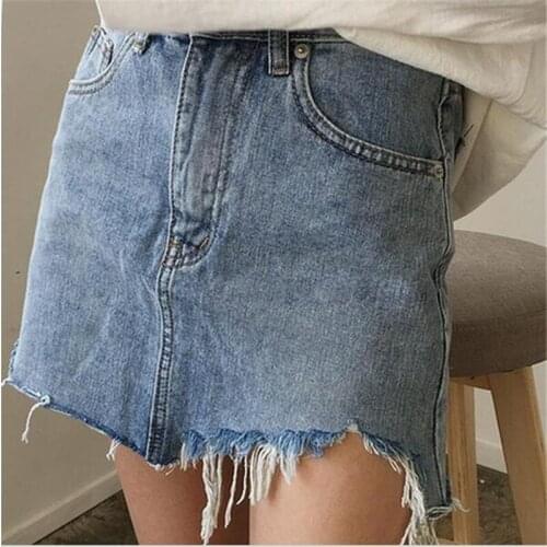 Women Irregular Jeans Pencil Skirt Slim Sexy Mini Botton Denim Skirts 2019 New Fashion Spring Summer Ladies Wear