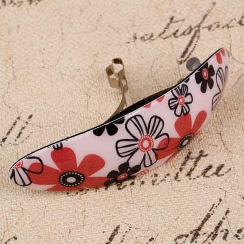 MINHIN Red Flowers Design Hair Jewelry Gift For Mother Acrylic Alloy French Hair Barrettes Hair Clip Hairpins