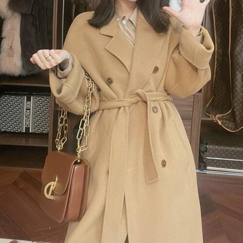 Women Winter Wool Long Coat Casual Button Trench Coat Ladies New Fashion Button Solid Warmth Jacket Loose A-Line Outerwear S-2XL