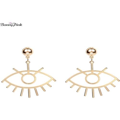 Banny Pin Cute Big Eye Earrings For Women Chic Cartoon Body Part Stud Earrings Copper Figure Pendant Post Earrings Girls Gift