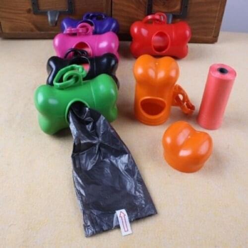 1 pc Dog Poo Scoop Bag Case Portable Pet Cleaning Tools Bone Shape Pet Poop Waste Excrement Bag Rolls Holder Box