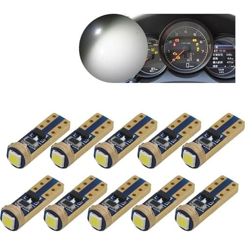 10Pcs T5 3030 SMD W1.2W 73 74 1 LEDs Car Wedge Instrument Panel Speedometer Tacho Gauge Cluster Lamp Dash LED Bulbs Light